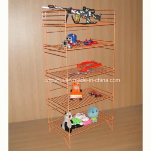Retail Store Flat Pack 5 Tiers Folding Wire Mesh Shelf (PHY351)