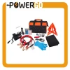 Roadside Assistance Car Emergency Kit + First Aid Kit Rugged Tool Bag Contains Jumper Cables, tools, Reflective Safety Triangle