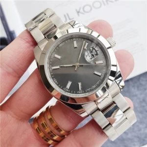 ROL thin 316L stainless steel case gray dial clear fashion mechanical watch