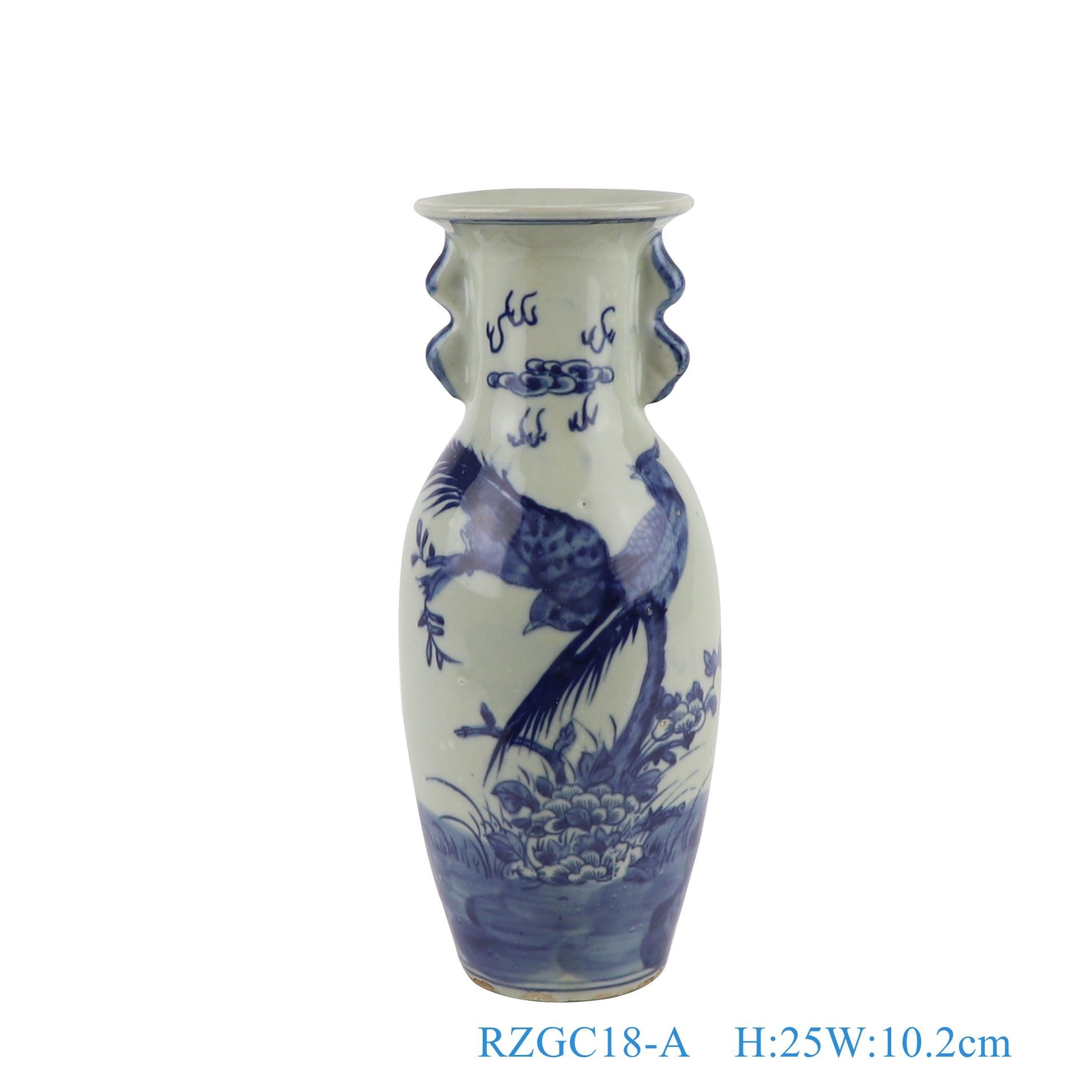 Rzgc18-a-B-C-D Jingdezhen Two Ears Different Patterns Fish Tail Porcelain Vase