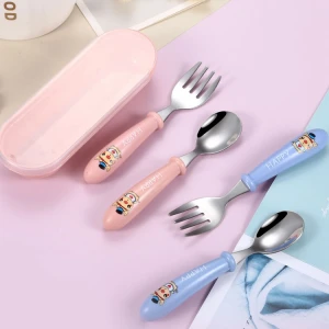 Safe Durable Family Pink Blue High Quality Plastic Kids Children Cutlery