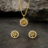 SayYes 925 Sterling Silver Jewelry CZ Tree of Life Cabala Kabala Kabbalah 18K Gold Rhodium Plated Pendant Earrings Sets