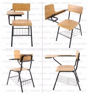 school bent wood chair with tablet arm