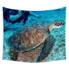 sea turtle under sea pattern 150cm*130cm Peach skin Large size tapestry Home wall hanging Leisure beach towel  Shawl