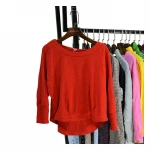 second-hand curled round neck womens thickened bottoming shirt striped slim Sweater