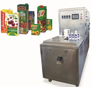 Semi-automatic brick type carton fill and seal machine for juice and milk