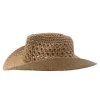 SH-0044  Womens Mens Paper Summer Sun Beach Straw Western Cowboy Hat Outdoor Wide Brim Hat with Strap