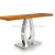 Import shiny stainless steel base with brown color console wooden table top from China