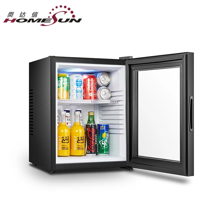 Silent no frost Hotel minibar super cooling glass door beverages drink mini refrigerator
