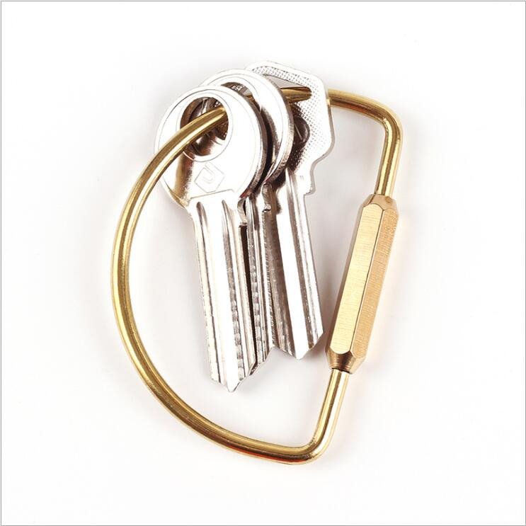 Buy Simple Gold Metal Keychain Carabiner Stainless Steel Key Chain ...