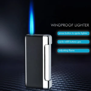small and portable 1 jet flame type gas lighter customized OEM cycle refill butane gas lighter