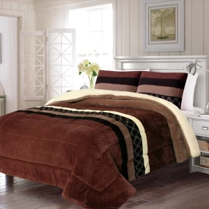 Smiling Home Flannel Front Sherpa Back with 100% Polyester Filling with 2 Pillowcases Hot Sale Quilt/Borrego/Comforter