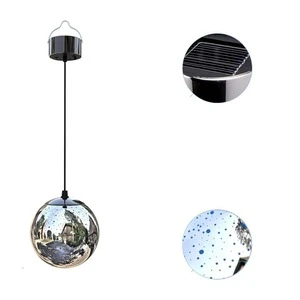 Solar power holographic lamp LED color changing fireworks glass globe ball solar lights outdoor