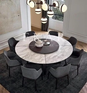 Solid Wood Leg With Centre Round Rotating Dining Table