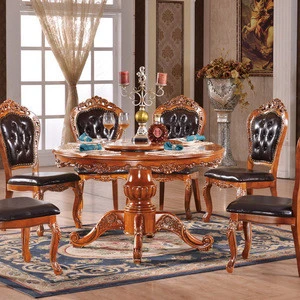 Solid wooden round dining table designs with rotating centre NG2879& NG2880