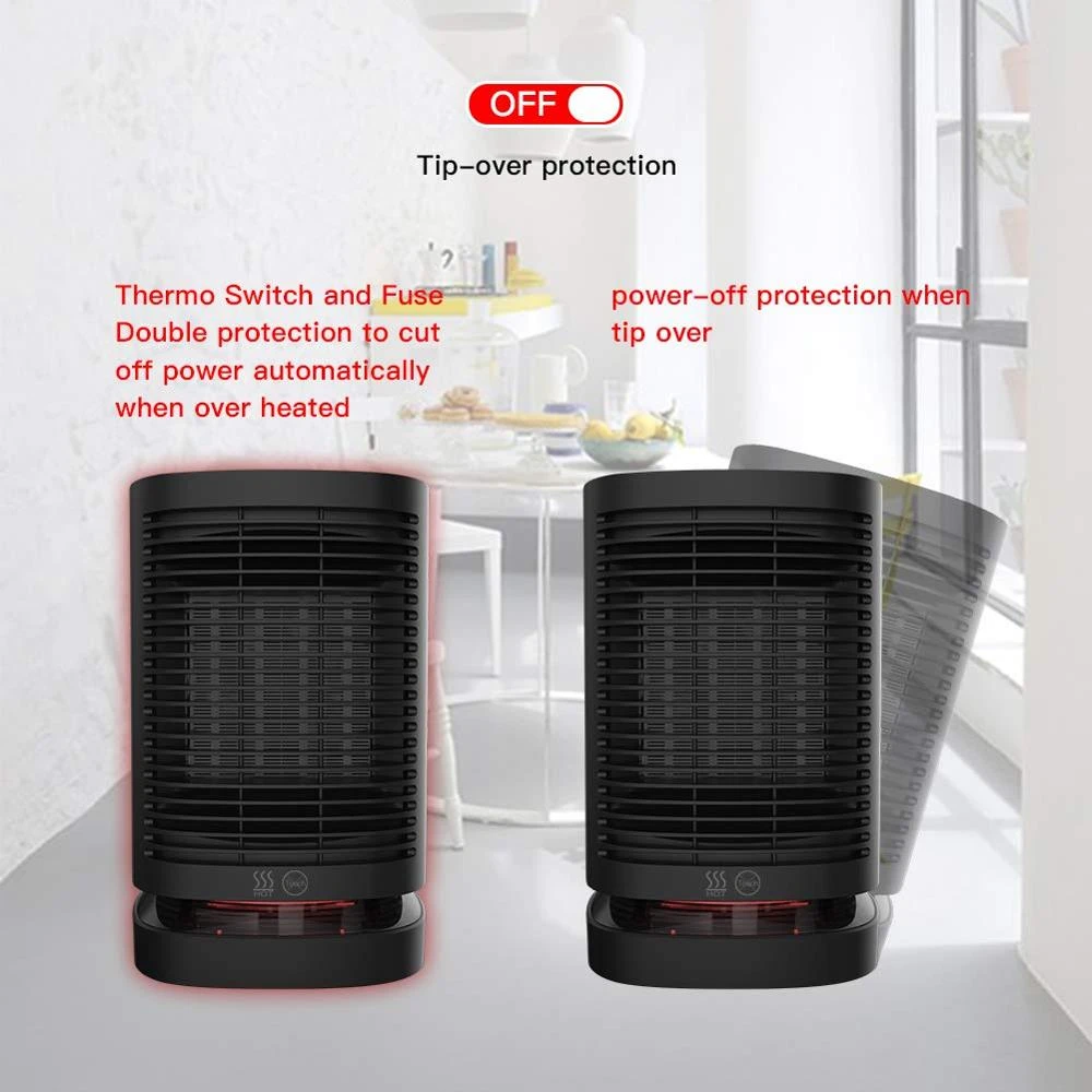 Space Heater,900-1000W Portable Electric Heater Oscillating PTC Ceramic Personal Space Heater Tip-Over Protection