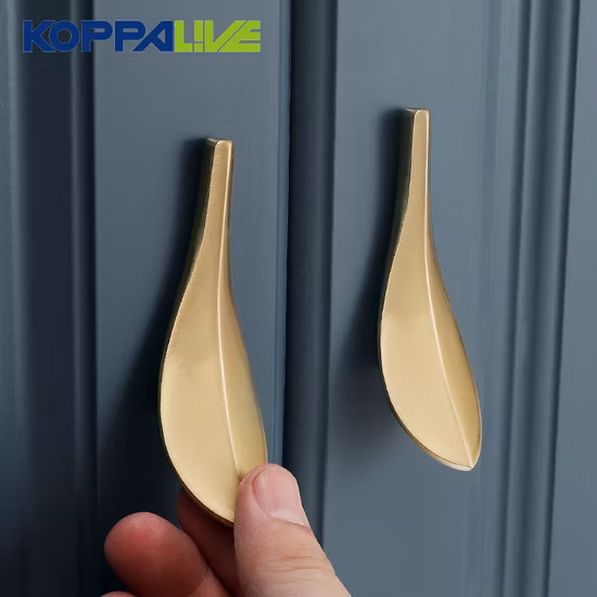 Koppalive Loquat Leaf Shape Brass Dresser Drawer Pulls Handles Cabinet Door Knob