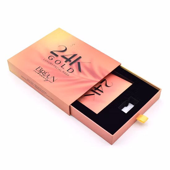 Luxury Gold Foil Pull out Sliding Drawer Wedding Guest Gift Invitation Card Packaging Box with Pull out Drawer Custom