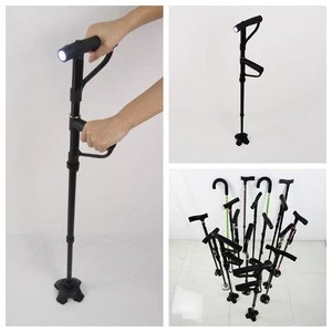 Special Design Walking Stick Older Get Up And Go Cane With Double Grab Handle And LED walking stick