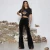 Import Spring new style Womens high-waisted stretch gold velvet casual wide leg pants bell-bottom pants work pants from China