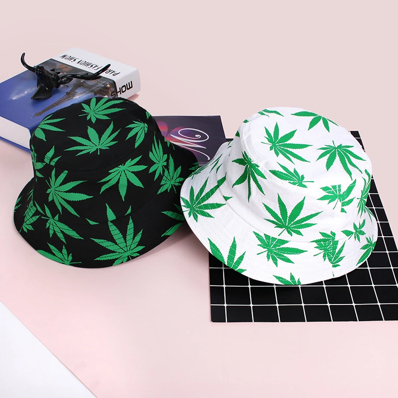 Spring Summer New Fashion Accessories Unisex Maple Leaf Printed Custom Tie Dye Fisherman Caps Bucket Hats Logo for Women 2021