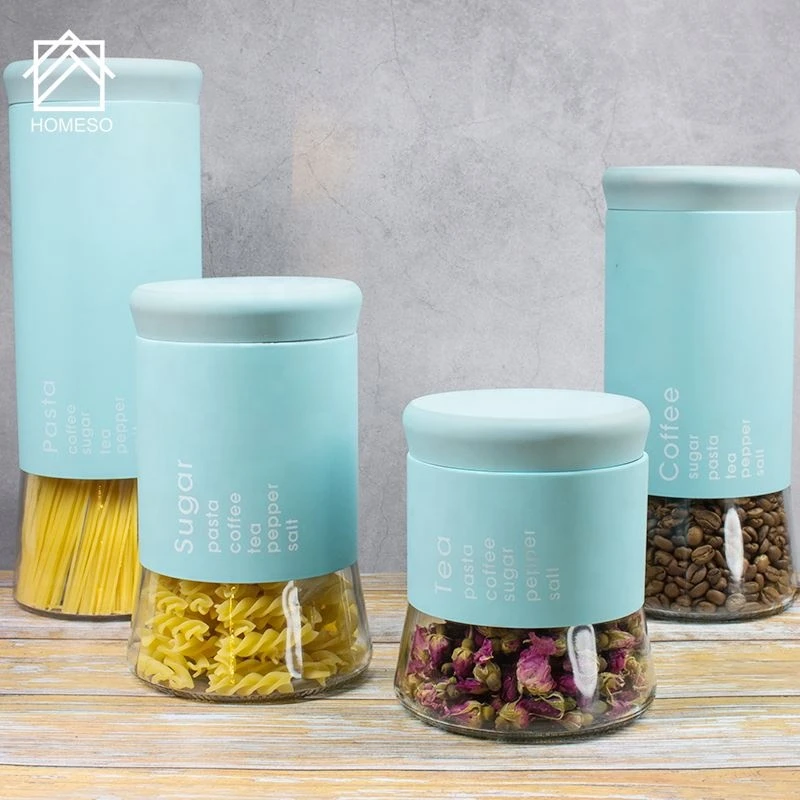 Stackable Glass Food Storage Canisters Kitchen Jars with Stainless Steel Lid Set