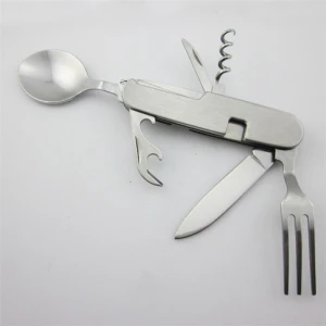 Stainless steel composite fork multifunctional 6-open  knife multi-purpose composite folding knife