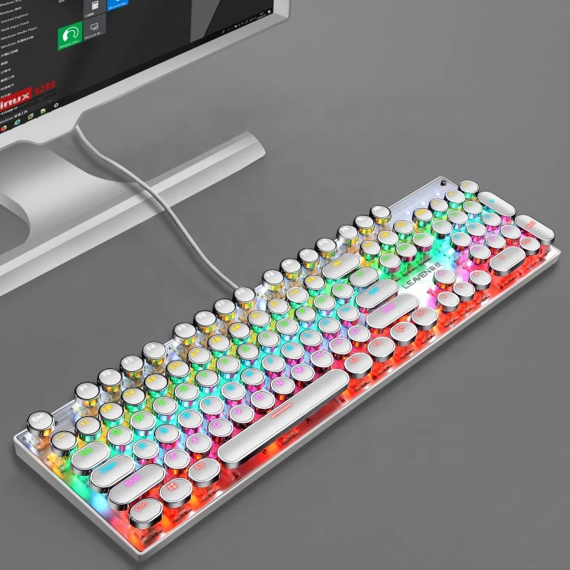 Steampunk Colorful Led Back Light Ergonomics Mechanical Gaming Keyboard