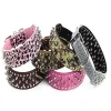 Studded Dog Collars PU Leather Dog Collar Scarf Print Protection Nylon Dog Harness Outdoor Walking Big Training Heavy Duty Nylon