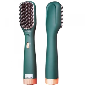 stylish green color hair dryer brush straightener ionic 3in1 electric hot air brush