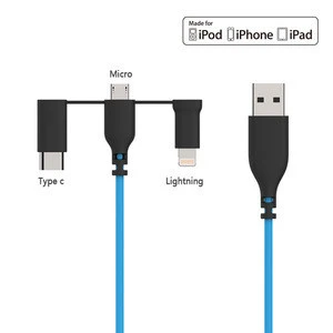 Super Speed 3in1 MFI mfi certified cable For Apple iphone 6 7 8 x android