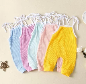 Sweet Summer Newborn Infant Baby Boys Girls Suspenders Bandage Solid Bodysuit Jumpsuit