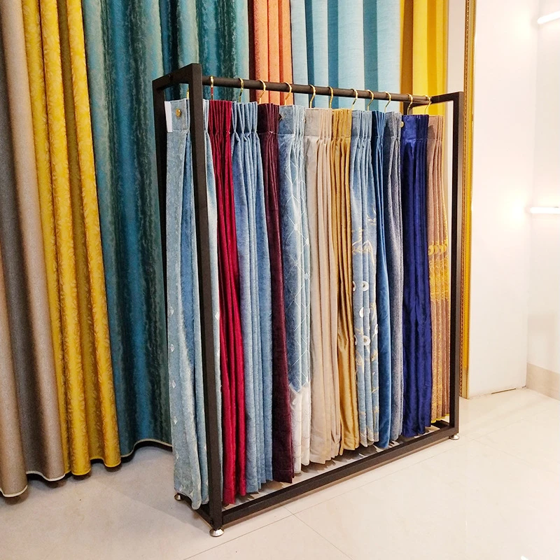 Textile fabric curtain floor standing storage rack fabric sample color card stand scarf shop display rack