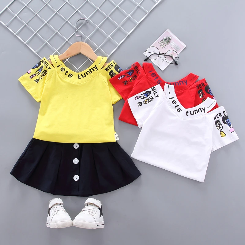 The butterfly sleeves children clothes T-shirt  girls clothing set 2 year old girl Summer clothes