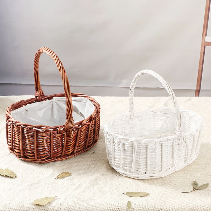 the most popular wicker woven gift basket with handle for sales