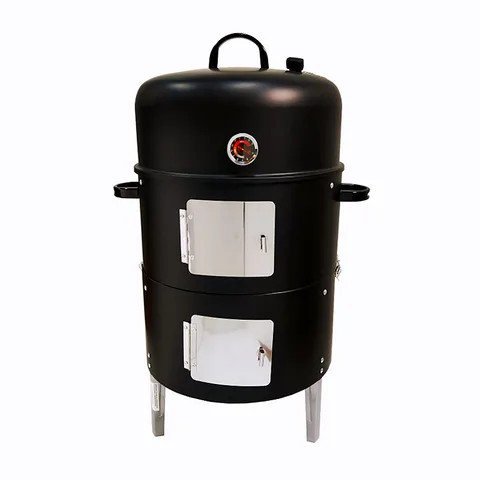The New Listing 3 in 1 tower 3 layers cylinder Smokeless grill charcoal steam bbq smoker grill for outdoor