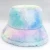 Import Tie Dye Bucket Hat for Women Double-Side-Wear Reversible Fisherman Cap Fluffy Winter Warmer Rainbow Hat from China