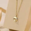 Trendy 925 Sterling Silver Minimalist Jewelry Fashion Zircon Round Circle Pendant Necklace for Women