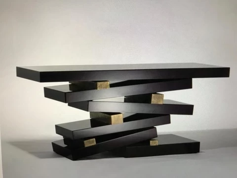Unique design gold black hotel corner table hallway furniture luxury style wood console table
