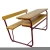 Import University school desk with bench high quality modern school furniture desk set in classroom from China