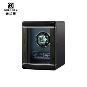 upgraded luxury wood safe box fingerprint led mabuchi motor single automatic watch box winder watch boxes cases