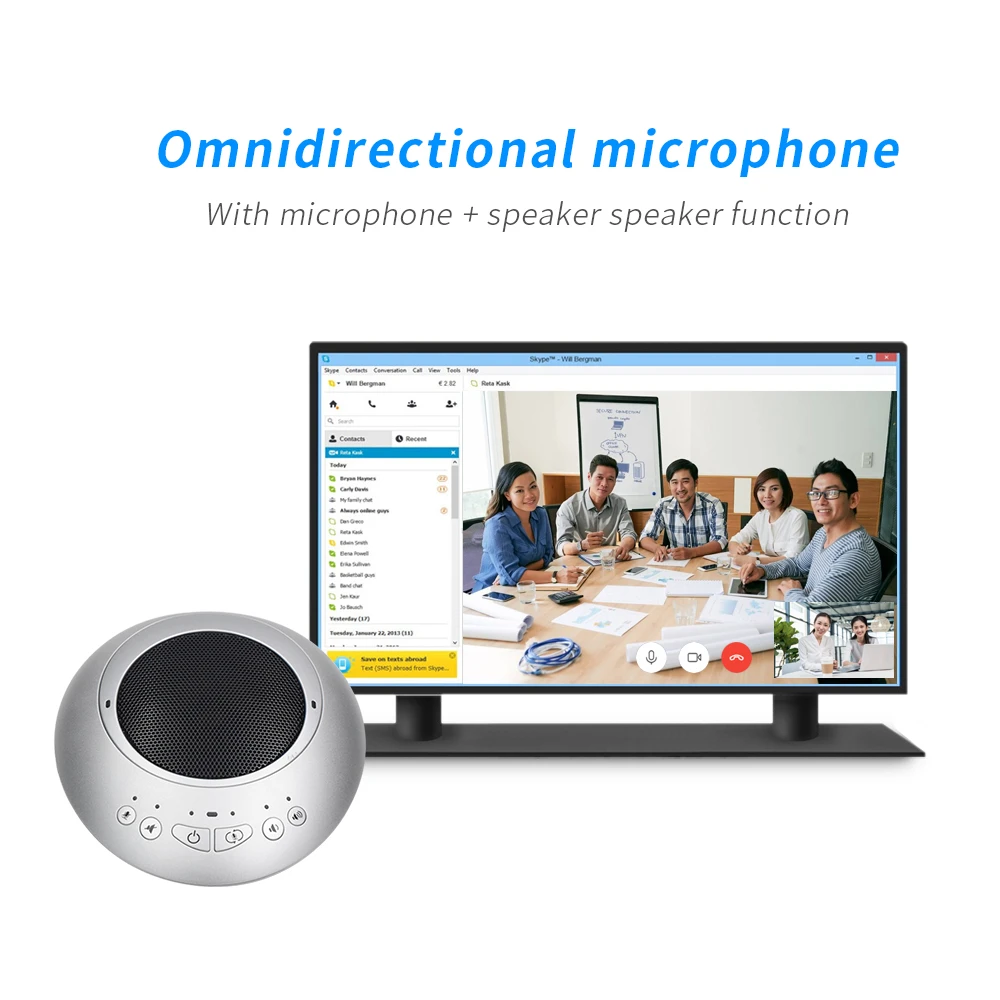 USB video conference omnidirectional microphone/noise cancellation echo system device plug and play YSX-NT890
