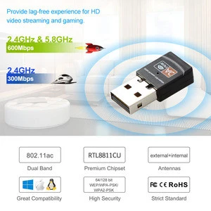 USB Wireless Wifi Adapter 600mbps 802.11ac USB ethernet adapter Network Card wi-fi receiver For Mac PC Windows 7 8 10