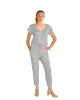 USBD V-neck Jumpsuits for Women Elegant Elastic Waist Stretchy Jumpsuit One-Piece Long Romper