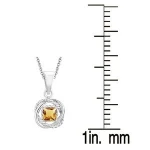 V3 Jewelry 925 Sterling Silver with Square Shape Natural Citrine Twisted Wire Pendant with 18" Chain for Women