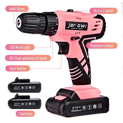 Variable Speed Lithium Machine Li-ion Battery Motor 21v Electric Power Wireless Drill Cordless Drills Set