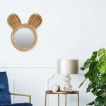 Wall Hanging Mirror Handmade Natural Decorative Mirror for Home Decor Rattan Makeup Mirror
