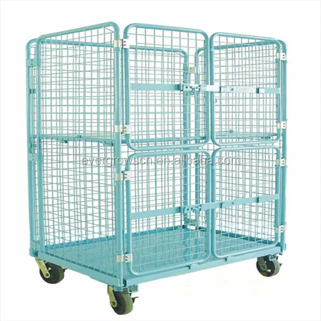 Warehouse roll cage with divider rolling security cage wire cages with wheels