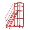 Warehouse Rolling Steel Step Ladder with Wheels
