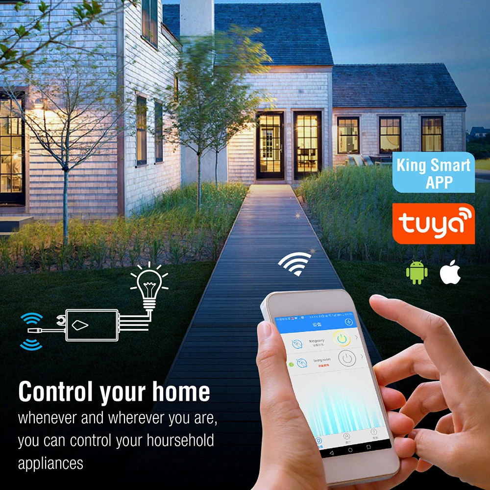 Waterproof 600M Long Distance Tuyasmart Remote Control Switches Works with Alexa and google Assistant Smart Home Wifi Switch